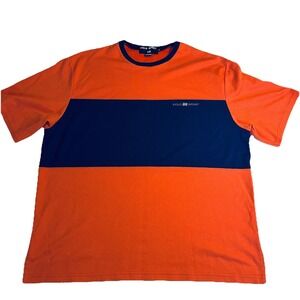Vintage Polo Sport Ralph Lauren Sweater Knit Polo Shirt Men's XLarge Navy Orange